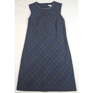 Vintage ESPRIT Plaid Dress with Faux Leather Neckline